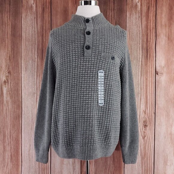 NWT Duluth Trading Co Mens XXL Burly Retirement Button Mock Sweater Cotton Knit - Picture 1 of 14